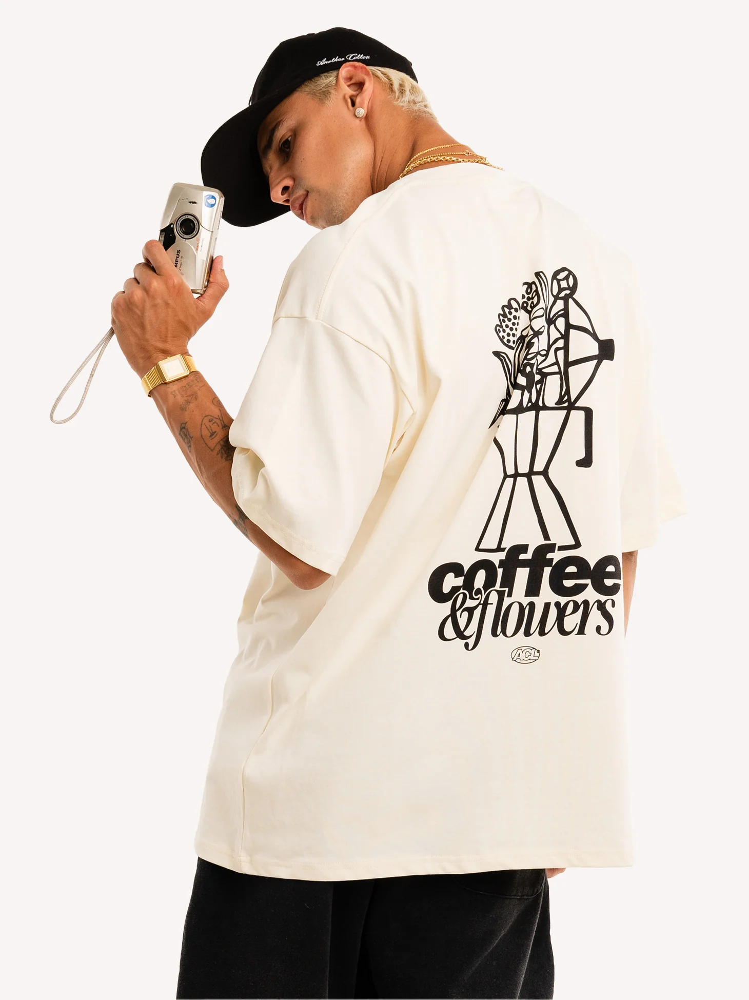 Coffee & Flowers Oversized T-Shirt - Image 4